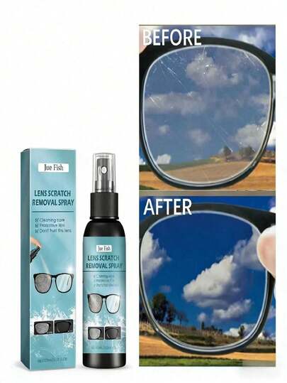 JUE FISH 眼镜划痕修复剂 - 修复划痕、磨损的镜片，恢复清晰度。去除污渍，保养和保护眼镜镜片，恢复镜片清晰度。