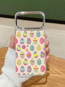 可爱复活节彩蛋图案透明手机壳，TPU软壳，银色摄像头边框保护镜头，适合复活节/日常使用/送友。兼容 15/16/17 Pro Max/14/17/16 Plus，快速发货 - 無色 - 查看 7