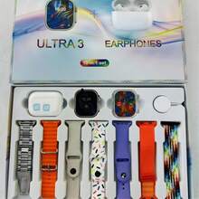El pack más vendido del smartwatch 10 en 1 Watch Ultra incluye auriculares Bluetooth, 6 correas, una caja y un cargador magnético. Totalmente funcional, ideal tanto para uso deportivo como profesional, es un regalo ideal para Año Nuevo o San Valentín para hombres. - Multicolor - Ver 8