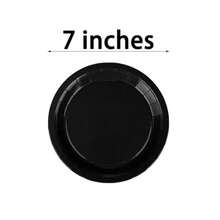 50/36/24/12个装 7英寸/9英寸一次性纸盘，加厚纸盘，防漏，3秒快速清洁，适用于派对/露营/家庭使用，毕业典礼/生日/圣诞节/感恩节/万圣节餐具 - 黑色 - 查看 5