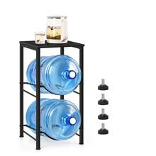 5 Gallon Water Bottle Holder Rack 2 Tier Water Jug Holder Stand With Storage Shelf, 2 Slots 5 Gal Water Cooler Jug Rack For Home, Office, Garage Organizer - 黑色 - 查看 8