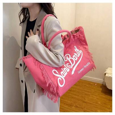 Borsa da donna di design di nicchia, borsa shopper di grande capacità, borsa a tracolla semplice per pendolari e studenti, borsa da spiaggia coreana con frange