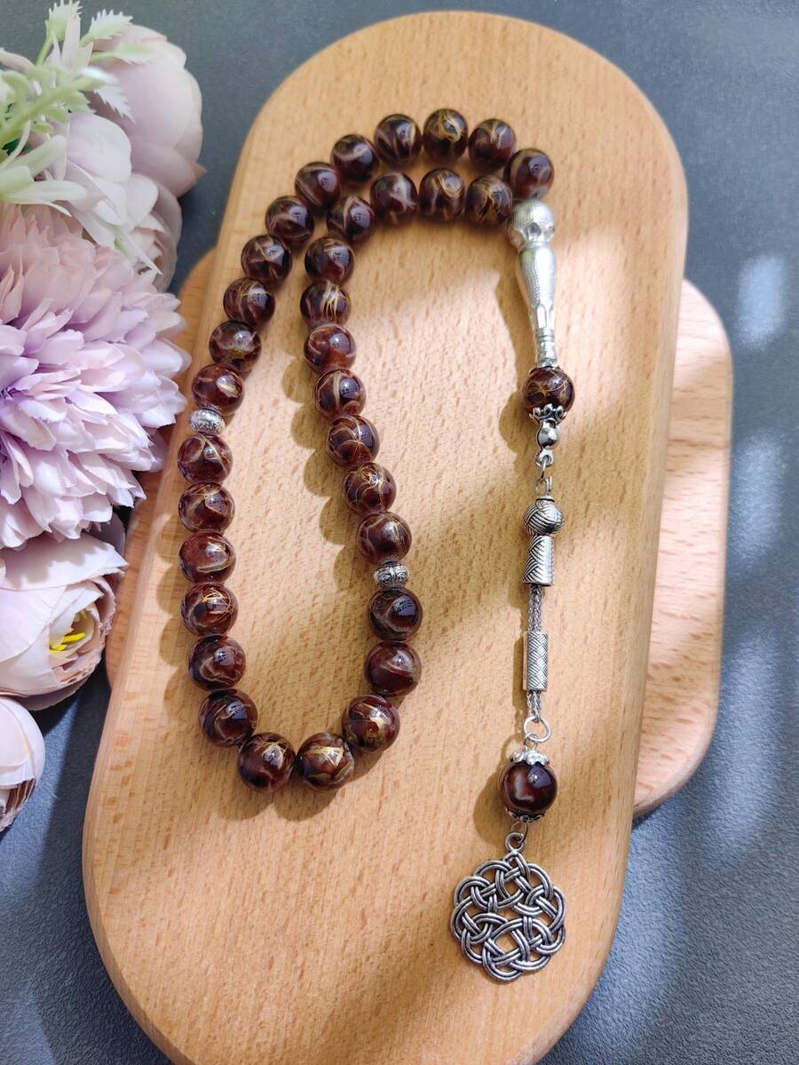 1串33颗10毫米穆斯林念珠,玻璃材质,男女日常祈祷用,高品质中东流行念珠 - 彩色 - 查看 1