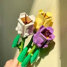 Juego de construcción de ramos, disponible en varios colores, fácil de montar, adecuado para adultos y niños, con bloques de flores que fomentan el aprendizaje práctico - Multicolor - Ver 3