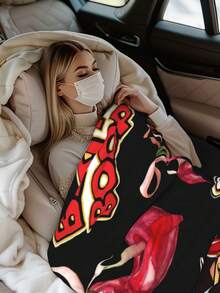 B-Betty Boops Throw Blanket Warm Blankets Breathable Air Conditioner Blanket For Car Classic Outdoor Blankets For Picnic For All Season - Black - View 5