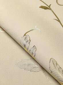 1件柔软顺滑面料金色藤蔓装饰窗帘，便携式三层加厚遮光窗帘，金色叶藤设计，适用于卧室和客厅 - 香檳色 - 查看 7