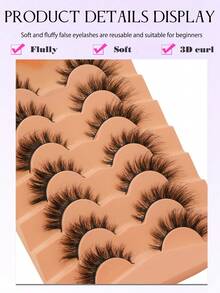 7对自然款假睫毛 | 奢华纤长蓬松猫眼假睫毛，自然卷翘，D型卷翘，3D立体丰盈，仿貂毛效果，多对浓密款，打造迷人眼妆 | 适合日常佩戴、派对、约会、婚礼、节日及各种场合 - 濃密款 - 查看 5