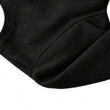 Men's Crew Neck Fleece Sweatshirt, Thick Winter Coat, Cotton - 黑色 - 查看 5