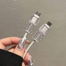 3个粉色花卉图案英规插头透明充电保护壳，兼容 18W/20W，保护壳，礼品 - 彩色 - 查看 3