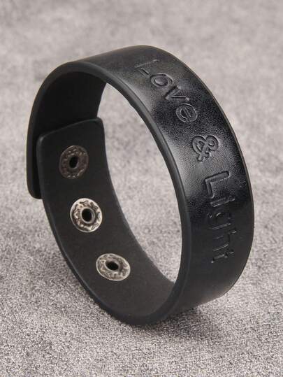 1条爱与光压纹皮革手链，简约百搭配饰，男女皆宜的派对/节日礼物