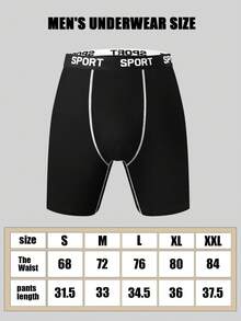 4条装男士运动平角内裤，撞色“SPORT”字样弹力腰带和缝线，高弹吸湿透气健身跑步内裤 - 彩色 - 查看 6