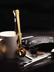 1pc Stainless Steel Coffee Scoop, Multifunctional Powder Scoop, Creative Sealing Clip Measuring Spoon - None - View 4