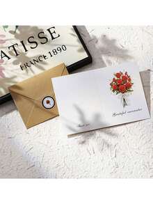 8件套全新花卉贺卡及信封套装，包含8个信封、8张贺卡（附8张封口贴纸）。适用于表达对母亲的感激之情，以及情人节、圣诞节、生日、折叠留言卡、个性化感谢卡和派对邀请函等场合。 - 彩色 - 查看 8