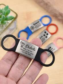1pc Customized Silent Pet ID Tag: Silicone Pet ID Tag, Laser Engraved, Military Style, Silicone Dog Tag For Collar, Silent Silicone Dog Tag, Sliding Dog Tag. Customized Pet ID Tag, Metal Dog Name Plate, Dog Slide Lock Tag, Dog Gift. This Exquisite Pet Tag Is Made Using Laser Engraving Technology. - Multicolor - View 3