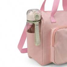 1pc Pink Rabbit Applique Nylon Handbag, Zipper Closure, Suitable For Moms & Students, Daily Use - Multicolor - View 7