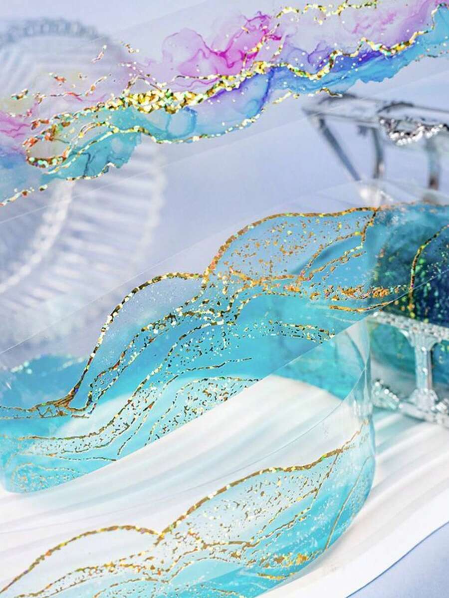 Color Paradise Watercolor Smudge Bronzing PET Tape Retro Hand Book Decoration Diy Material Spell Sticker Basic Border. - 1 Set - View 1