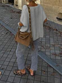 Women's Casual Dropped Shoulder Cardigan Sweater, Suitable For Commuting, School, And Vacation, Spring/Summer - Light Grey - View 8