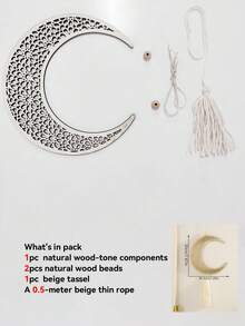 1pc Moon Phase Wall Decor, Moon, Star & Lantern Shaped Hanging Ornament With Tassels, Wooden Boho Style Wall Art, Boho Home Decor, Suitable For Living Room & Bedroom, Mysterious & Minimalist Wall Hanging, Home & Party Decoration, Holiday Decor - Multicolor - View 15