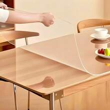 1 pieza Protector de mantel de PVC transparente de 0,25 mm de grosor, inodoro, impermeable, resistente al aceite y al calor, adecuado para hotel, hogar, mesa de café, escritorio, alfombrilla para computadora - Blanco - Ver 23