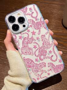 1pc Fashionable Leopard & Star Collage Graphic Transparent TPU Full Body Shockproof Anti-Fingerprint Phone Case, Compatible With Galaxy/Compatible With IPhone 17/17 Pro/17 Pro Max, 16/16 Pro/16 Plus, 15/15 Pro Max/15 Pro, 11/12/13/14 Pro Max, 11 Pro/11 Pro Max, 12 Pro/12 Pro Max, 13 Pro/13 Pro Max, 14 Pro/14 Pro Max, Stylish & Creative - Multicolor - View 1