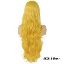 Kawaii Golden Yellow Long Wavy Synthetic Wig With Full Bangs Heat Resistant DIY Stylable Wig For Cosplay Carnival Party Daily Wear - Yellow - View 5