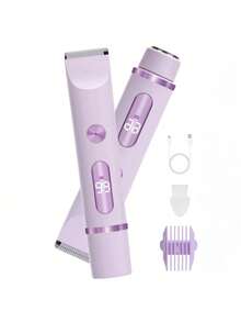 Afeitadora eléctrica para mujeres, pantalla LED de encendido, afeitadora eléctrica 2 en 1, apta para piernas, axilas, rostro y áreas íntimas de la mujer, afeitadora recargable/recortadora de vello corporal, uso en seco y húmedo, capacidad de batería de 400mAh - Multicolor - Ver 12