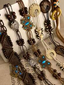 1 chiếc thắt lưng tua rua nhiều lớp phong cách cao bồi miền Tây Bohemian - Phong cách Mỹ Y2K sang trọng cổ điển, được trang trí bằng hạt ngọc lam và tua rua đính hạt, phụ kiện eo thời trang, mộng mơ đậm chất đồng quê, phù hợp cho các lễ hội âm nhạc, kỳ nghỉ, bãi biển và trang phục thường ngày. - Nhiều màu - Xem 3