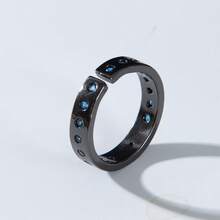 Geometric Aqua Gemstone Ring: Adjustable Statement Piece With Dainty Crystal Accents - Black - View 7