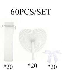 3/15/30/60支装白色圆形折叠纸扇，优雅白色折叠纸扇，适用于婚礼仪式用品，心形折叠设计，手持可折叠婚礼宾客装饰，新娘摄影及派对回礼，婚礼招待会及仪式配件，婚礼装饰 | 优雅手扇 | DIY纸艺扇心形装饰扇，最佳夏季纸扇生日礼物，简约休闲纸扇 - 彩色 - 查看 12