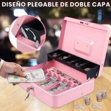 Caja Para Dinero Caja Fuerte   Con Llaves Color Rosa Kidomy - Rosa - Ver 4