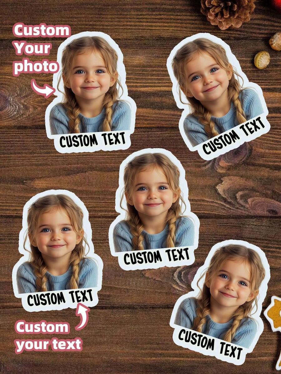 1-100张定制人像照片贴纸，照片贴纸，她的贴纸，个性化贴纸，宠物定制贴纸，多种尺寸，趣味生日装饰，单身派对，顶级装饰，生日派对装饰，蛋糕装饰，定制贴纸 - 彩色 - 查看 1