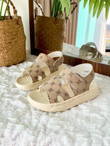 2-10 Years Old Unisex Summer Casual Comfortable Children Sandals, Outdoor Running Game Anti-Slip Wear-Resistant Soft Bottom Lightweight Boys & Girls Khaki Cute Bear Sports Sandals, Suitable For Holidays, Outings, Travel, Beach - Khaki - View 1