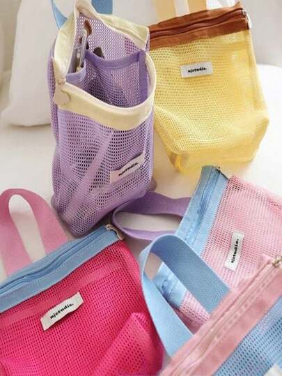 Nylon Mesh Storage Bag - Student Outdoor Portable Toiletry Bag, Can Be Used To Store Fashionable Glasses, Skincare Products. Also Suitable For Fitness And Swimming. Multi-Functional Mesh Storage Bag. Lightweight And Breathable. Toiletry Bag Storage Pouch.