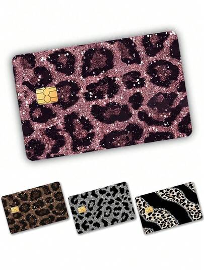 Leopard Print Glitter Card Stickers, Glitter Card Holders, Dubai Luxury Style, Cool Crystal Matte Starry Silver Shiny Solid Color Stickers, Suitable For Credit Cards, Debit Cards, Transportation Cards, Access Cards, With Waterproof, Scratch-Resistant, Wear-Resistant, Fingerprint-Proof, Privacy Protection Functions, Can Be Used To Decorate Credit Cards, Bank Cards, Transportation Cards, Suitable For Both Men And Women, A Fun Gift For Husband, Wife, Friends