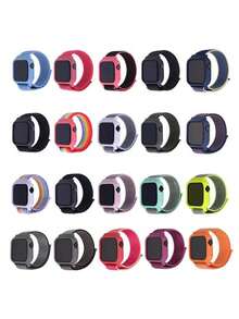 SMART WATCH MX Correa para Apple Watch Nylon/Case Protector SE/7/6/5/4/3/2/1 - Burdeos - Ver 5