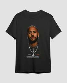 Jr. Football T-Shirt, Number 10, Player Star, Streetwear, 100% Cotton - Black - View 3