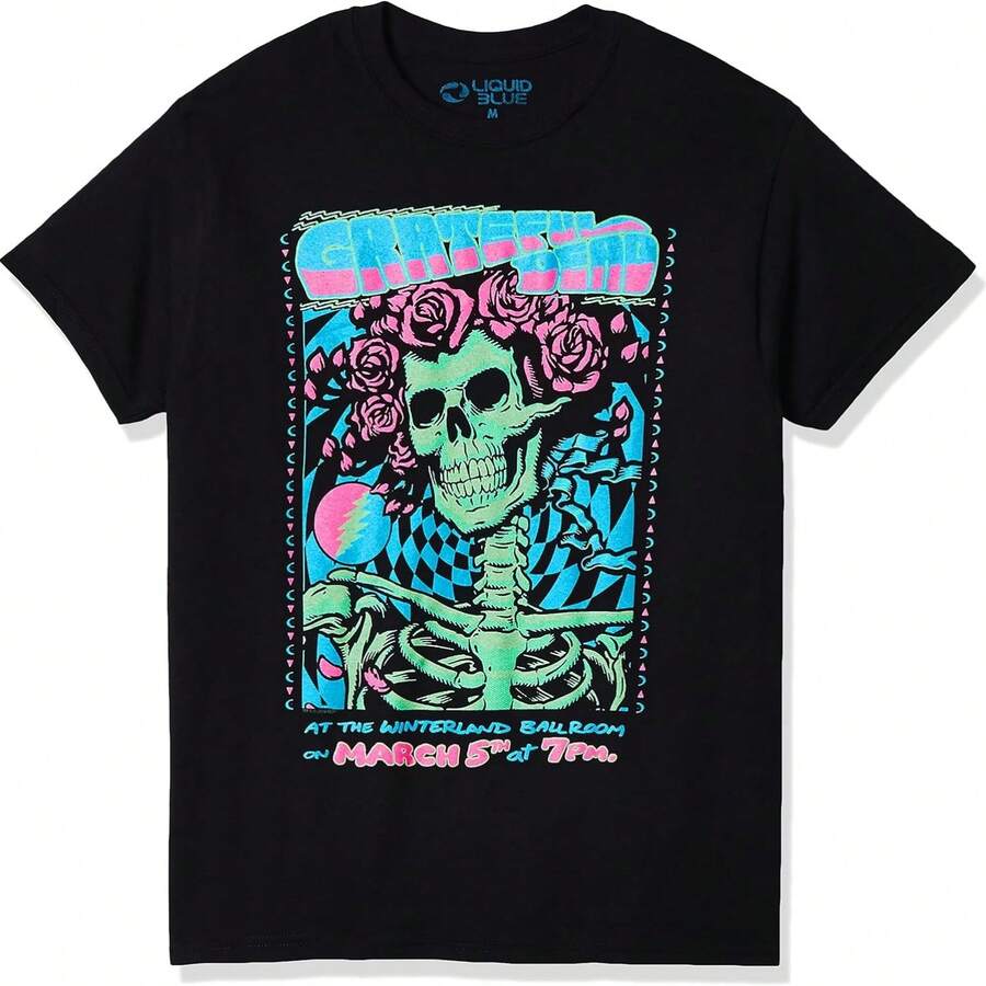 Liquid Blue Unisex-Adult StandardBertha Blacklight T-Shirt - 黑色 - 查看 1