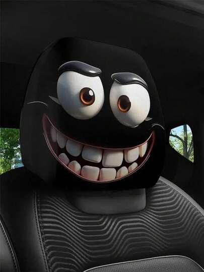 Set de 2 piezas/1 pieza de fundas de reposacabezas de coche con estampado de ojos grandes y dibujos animados divertidos, adecuadas para viajes largos y trayectos diarios. Accesorios de coche con un diseño interesante con caras sonrientes y ojos grandes, aptos para todas las estaciones. Fácil de limpiar y no se descolora. Fabricado en poliéster, talla universal. Accesorio de coche.