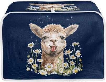 Talayituse Alpaca Daisy Print 2 Slice Toaster Covers Dust Protection Bread Maker Covers Toaster Oven Cloth Cover Kitchen Accessories Washable Appliance Cover With Handle