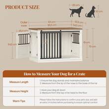 HaluPeit 101cm Dog Cage Furniture, Wooden Dog Box, Home Dog Crate With 3 Doors, Sliding Doors, For Small, Medium, And Large Dogs, Sturdy, Side Table, 101 * 60.5 * 70 Cm, White/Brown - White - View 9