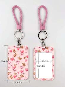 1pc ABS Balloon Bear Pattern Fashion Personalized Cartoon Pull-Push Card Clip Keychain Bag Pendant, Student Wristband Card Clip, Women Card Clip, ID Bus Protection Case, Student Campus Card Protection Case - Rectangle - View 5