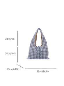 时尚甜美格纹高端简约包包，2026新款复古风女士大容量包 - 藍色 - 查看 12