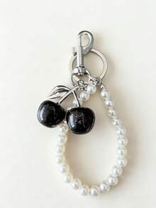 1 Peça Chaveiro Pingente de Pérola de Cereja, Enfeite de Bolsa Brilhante de Cereja, Hardware de Metal e Resina Brilhante, Chaveiro Unissex, Decoração de Carteira e Bolsa. Adequado para Carteiras e Bolsas Femininas, Presentes e Lembranças do Dia dos Namorados, Acessórios de Carro, Enfeites de Bolsa, Pendentes de Mochila. - Prata - Visão 7