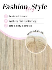 26 Inch Golden Long Straight Wig With Bangs, Synthetic Woven Natural Layered Hair, Suitable For Women's Daily Wear, Parties, Dates And Cosplay - Gold - View 8