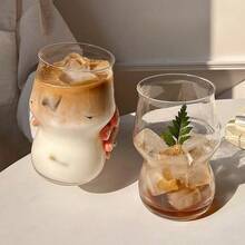 1个齐腰高硼硅玻璃单层杯，果汁/牛奶杯，美观大方，耐热，家用玻璃杯 - 透明 - 查看 8