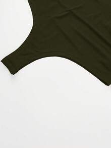 Body cómodo de maternidad, manga larga con cuello en V profundo, tela de alta elasticidad, ropa de embarazo versátil - Verde Oscuro - Ver 4