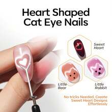10pcs/Set Cat Eye Magnet Set For Nails, Powerful 3 IN 1 Magnetic Pen Heart Nail Design Square Double Head Round Magnets Tool Winter Christmas Manicure Glassy Moon French Flower Cateye Effect, 10 PCS - Brown - View 3