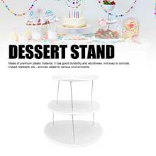 3-Tier Folding Dessert Stand - Multifunctional White Plastic And Stainless Steel Tower For Serving Cakes, Fruits, Snacks And Sweets - Elegant Triangular Design - White - View 1