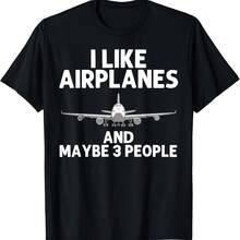 Camiseta divertida de piloto con arte de avión para hombres y mujeres - Negro 1 - Ver 1