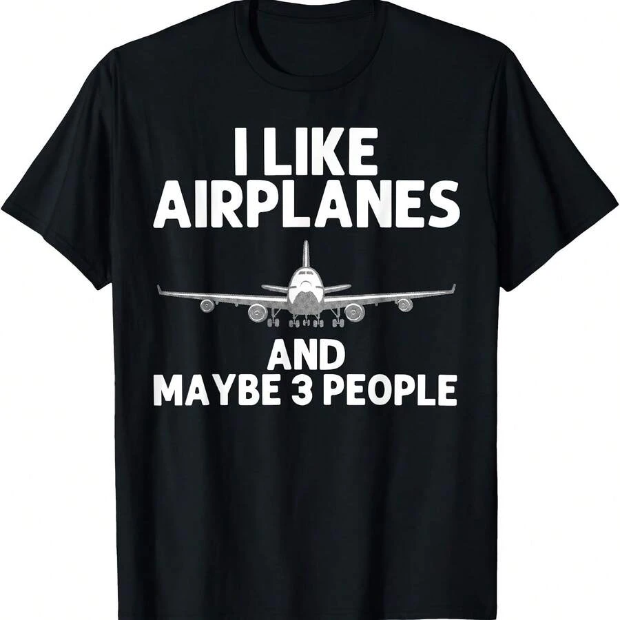 Camiseta divertida de piloto con arte de avión para hombres y mujeres - Negro 1 - Ver 1